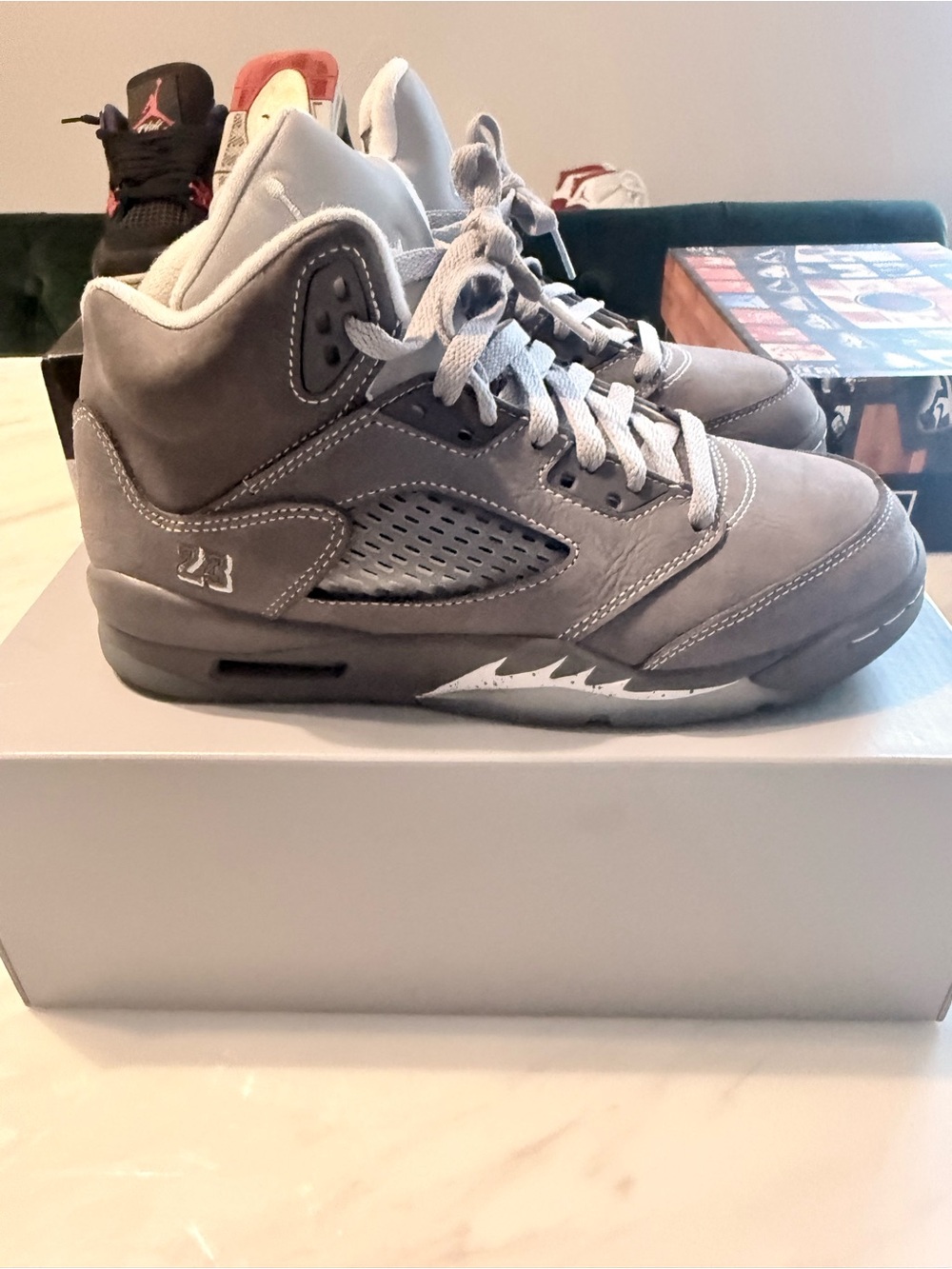 Jordan Kids Gray Retro 5 Sneakers